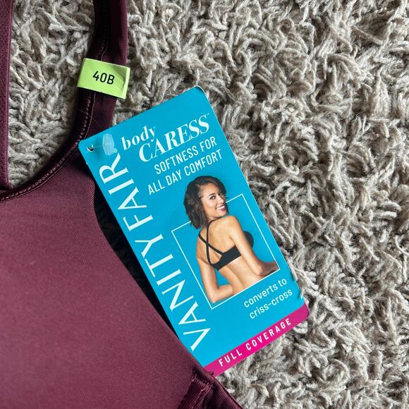 NWT! Vanity Fair Maroon Full Coverage Wirefree Bra Size 40B - Picture 5 of 6